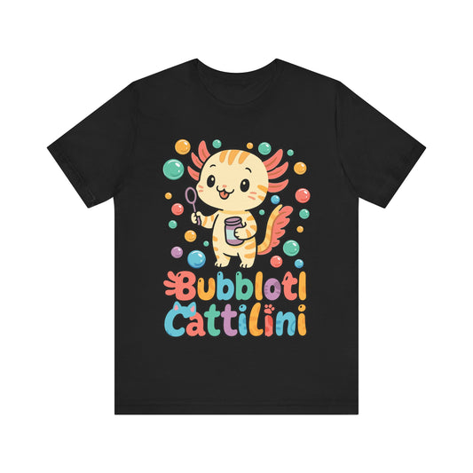 Funny Kids Who Love Bubbles Italian Brainrot Cat Axolotl T-Shirt