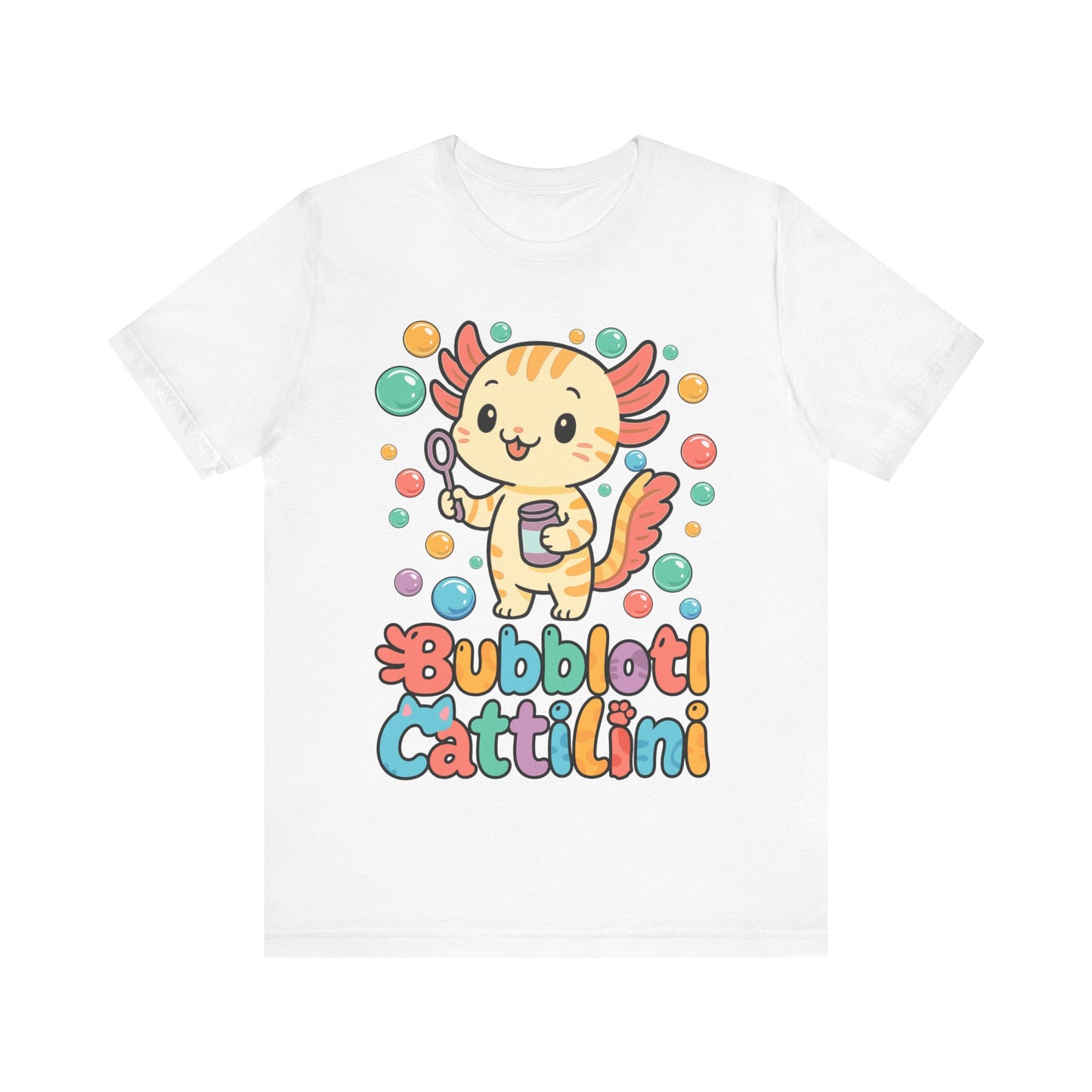 Funny Kids Who Love Bubbles Italian Brainrot Cat Axolotl T-Shirt